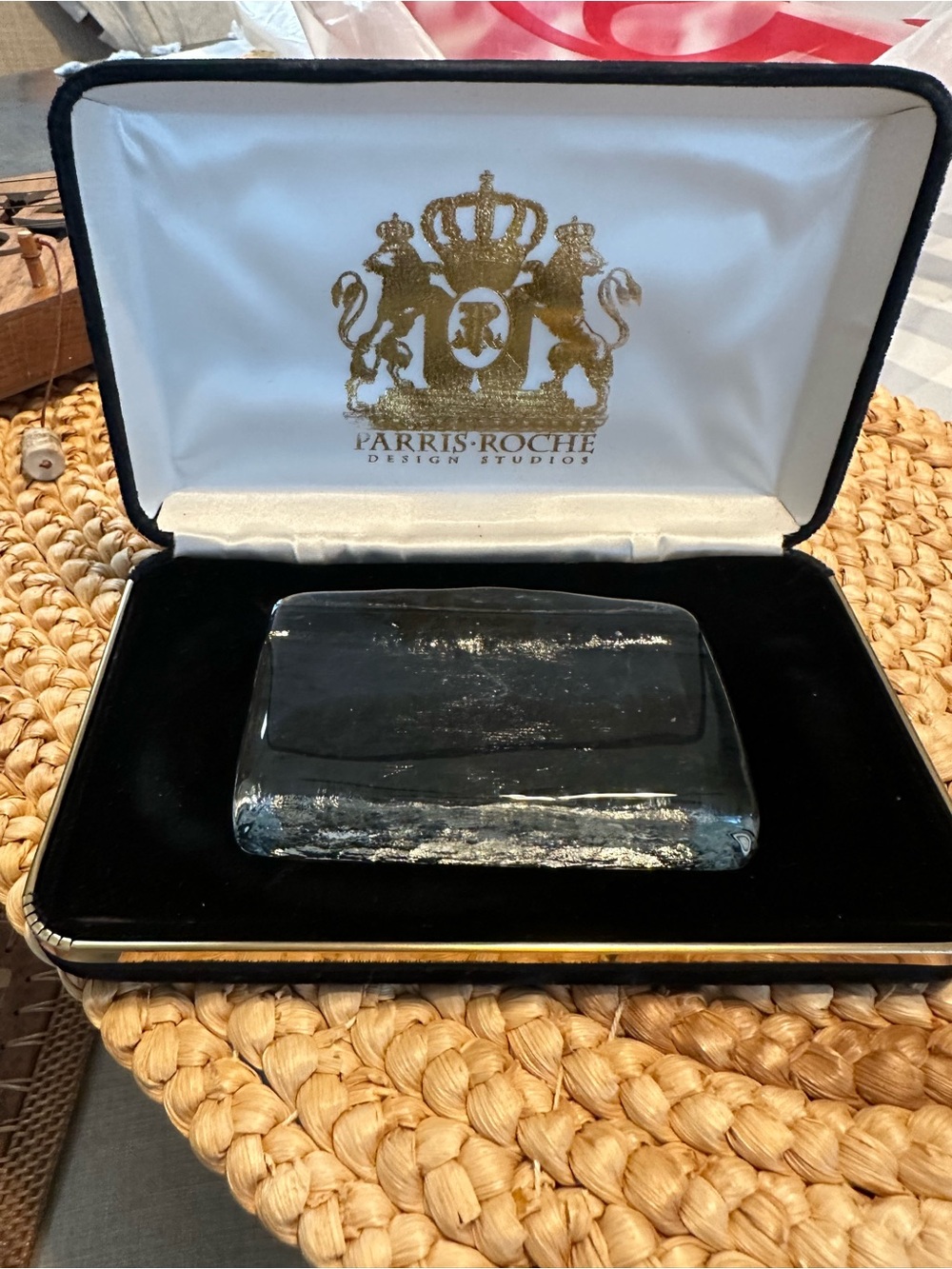 Clear Glass Accent Vase with Gold Crown Detail